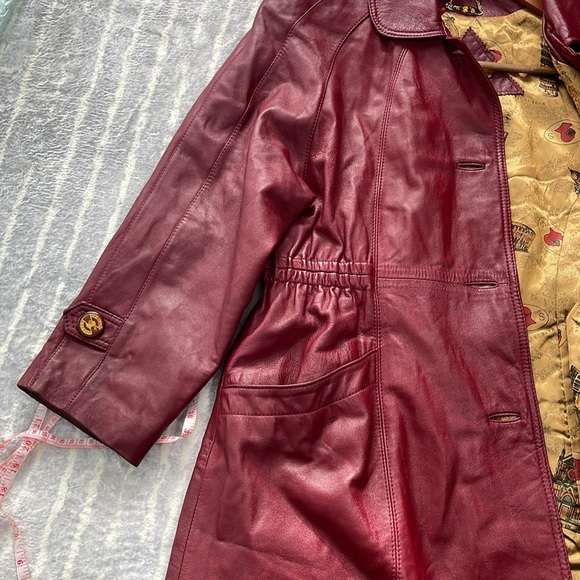 Real leather long jacket red - Picture 8 of 8